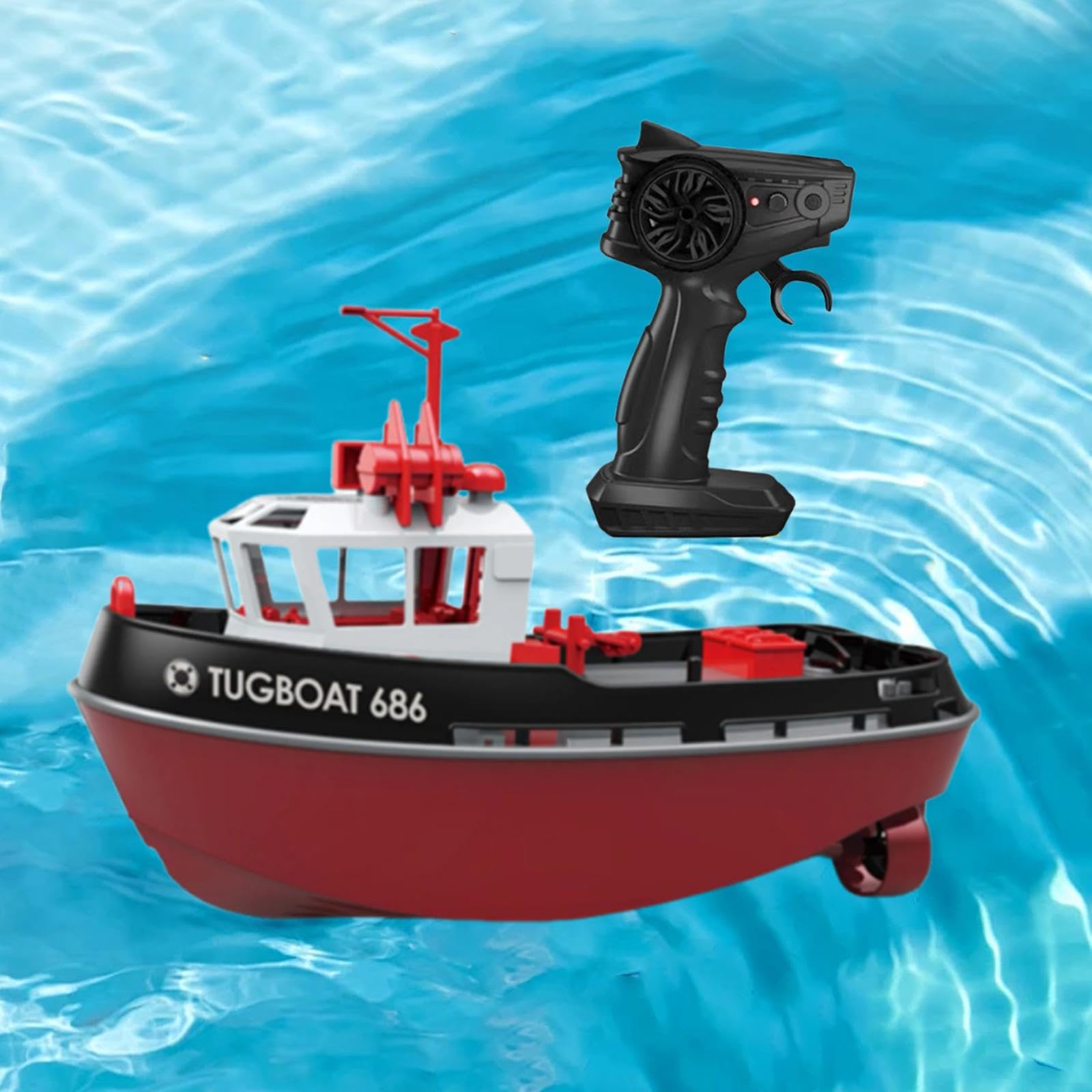predolo Modello Barca Giocattolo Telecomandata Nave Rimorchiatore RC Barca Motore Doppio Giocattolo Nave Elettrica Materiale PP Impermeabile Adatta per, Nero