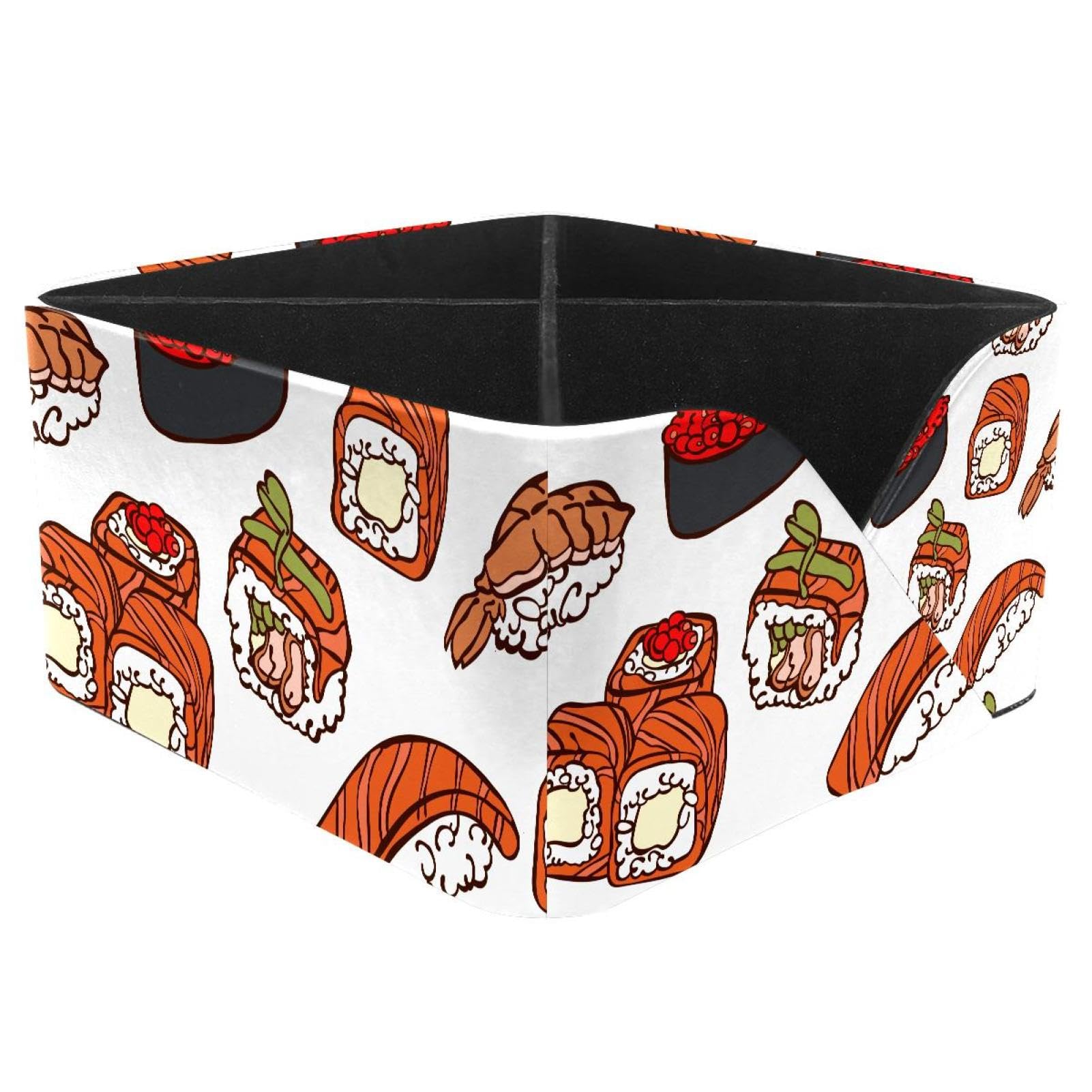 KengjuTesu Japanese Cuisine Sushi Pattern Desktop Organizer Pen Holder, Rectangular Pencil Cup for Office, Study and Makeup Stations