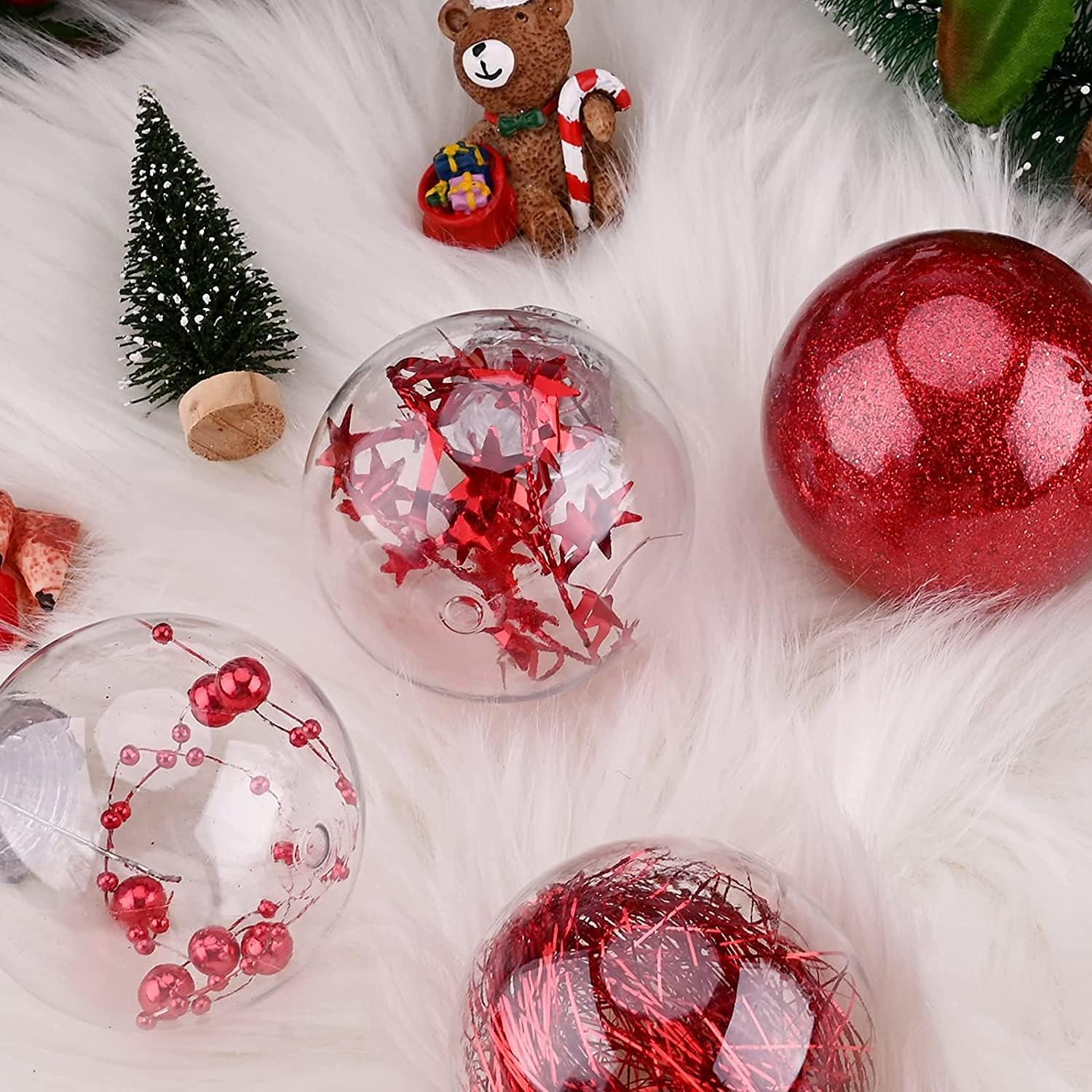 24 Piezas de 6 cm Bola Colgante de Navidad decoración del árbol de Navidad Juego Festivo decoración de Fiesta Colgante (Rojo)