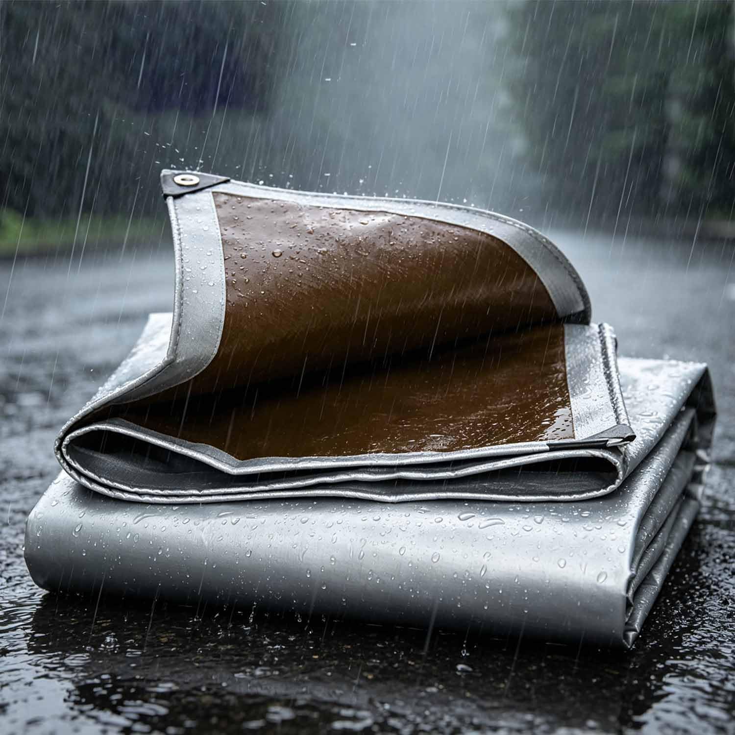 Ffsaacol Silver Heavy Duty Poly Tarp, Outdoor Waterproof Tarpaulin, Thick Tarp, Uv Resistant With Reinforced Edges And Metal Grommets, Easy To Install For Roof & Garden 4X4m/13X13ft