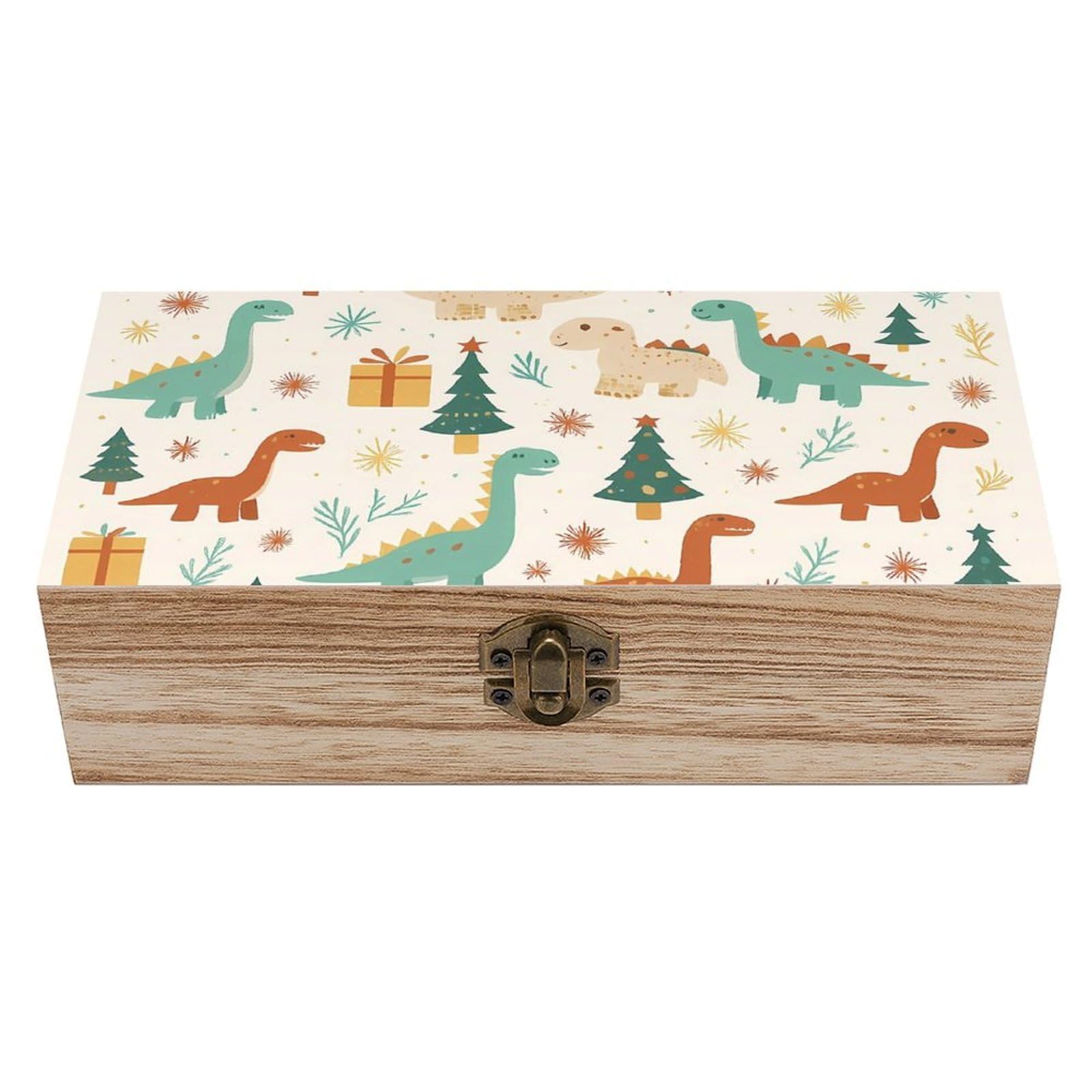 HLBSDM Colorful Christmas Dragons Retro Wooden Storage Box Jewelry Art Gift Boxs Decorative Keepsake Boxes