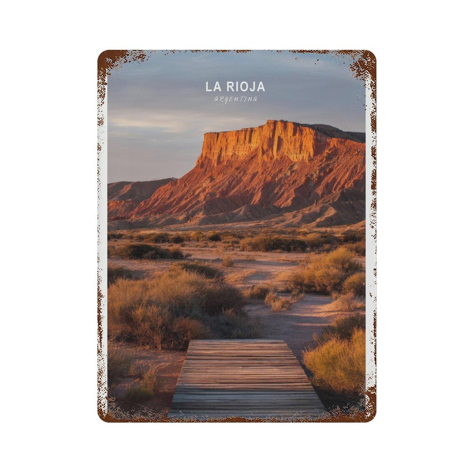 xiaoxiaoshen La Rioja Argentina Travel Desert Landscape Scenic Wall Decor Art Metal Tin Poster Modern Home Decor Art Home Bar Shop Decorations Vintage Sign 40x30cm