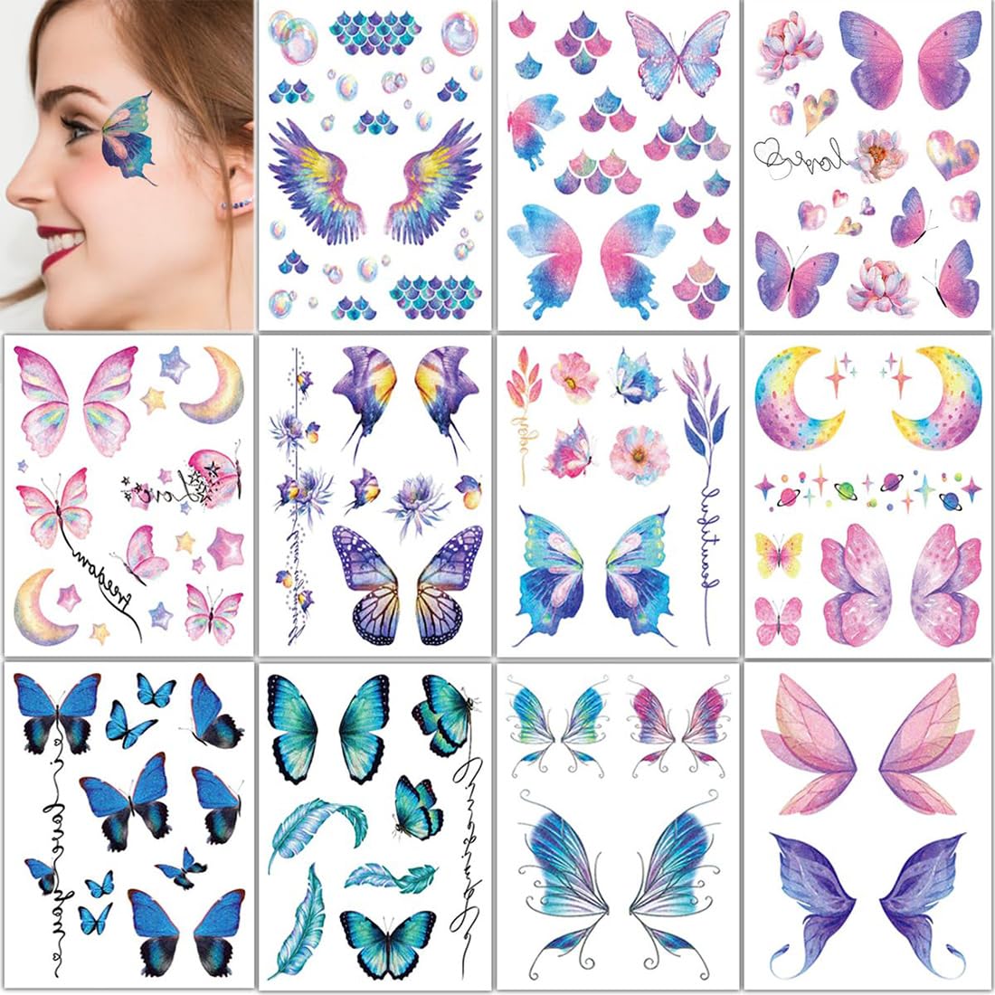 Set 4 Tatuaggi Temporanei Glitter Per Viso – Animali Leopardo E Tigre, Adesivi Fai Da Te Per Halloween E Feste, Sicuri Per La Pelle