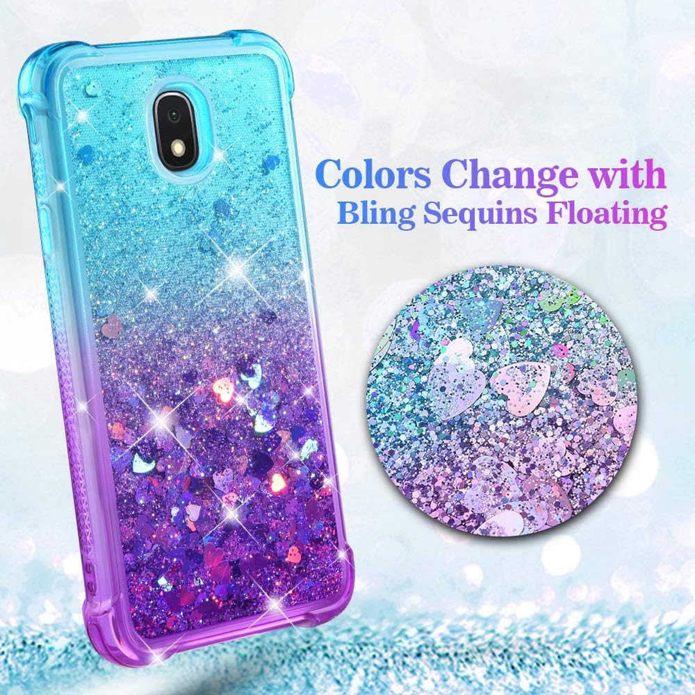 Ruky Galaxy J7 2018 Case,Galaxy J7 Refine Case,Galaxy J7 Star Case,J7 Crown Case,Galaxy J7 V J7V 2nd Gen Case,J7 Aura Case, Glitter Flowing Liquid Phone Case for Samsung Galaxy J7 2018 (Teal Purple)