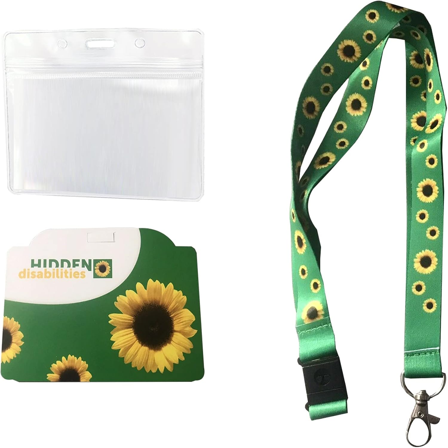 Hidden Disabilities Badge Holder with Lanyard, Sunflower Transparent