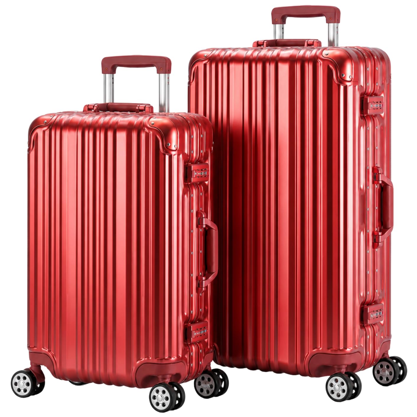 Travelhouse London T1169 walizka podróżna na kółkach, z aluminiową ramą, różne rozmiary i kolory, czerwony, Koffer-Set (S+M), zestaw walizek