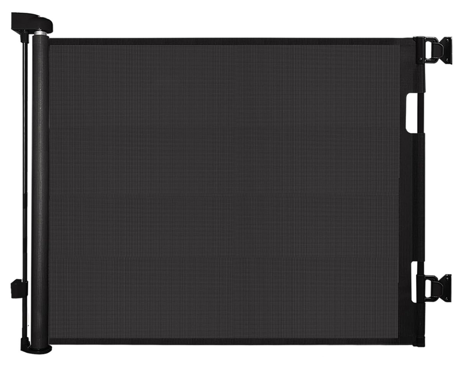 Cancello retrattile per scale per cani con serratura di sicurezza, per interni e porte, cancello di sicurezza per animali domestici, colore grigio/nero, 140 cm, design espandibile, facile da