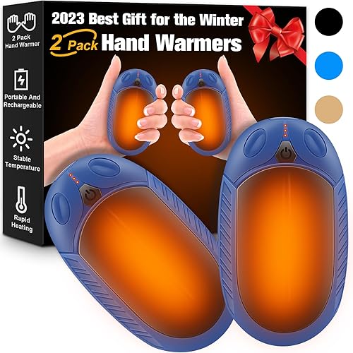 Paquete de 2 calentadores de manos recargables, calentadores de manos eléctricos portátiles reutilizables, calentador de manos 2 en 1, gran regalo