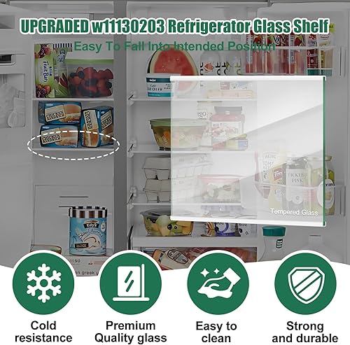Miniatura 6 de W11130203 Estante de vidrio para congelador, reemplazo del estante del congelador, estante de congelador de vidrio templado para refrigerador