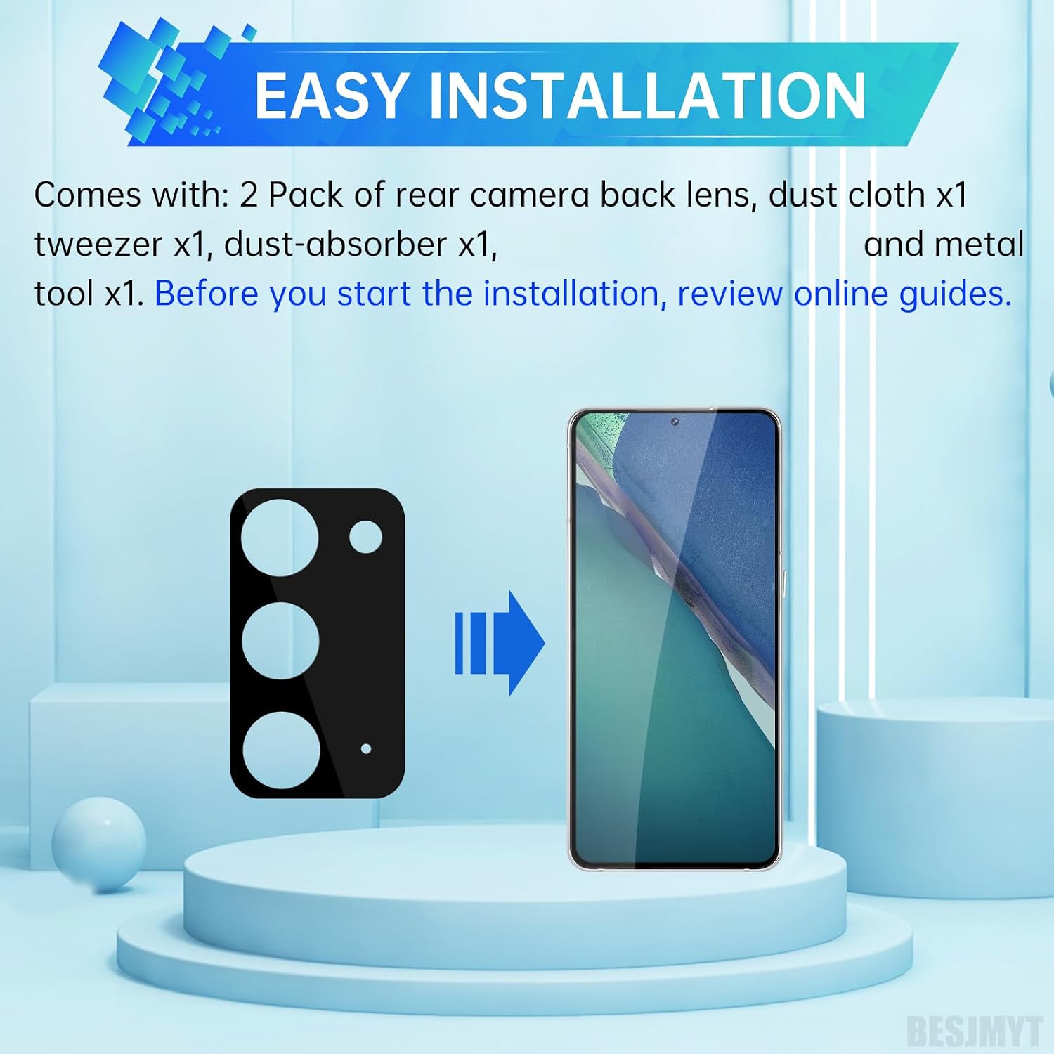2 Pack Rear Camera Lens Replacement for Samsung Galaxy Note 20 5G | Adhesive Back Camera Glass Lens with Full Fix Tool Repair Kit Tweezers Dust Cloth for Note 20 5G SM-N981U SM-N981U1