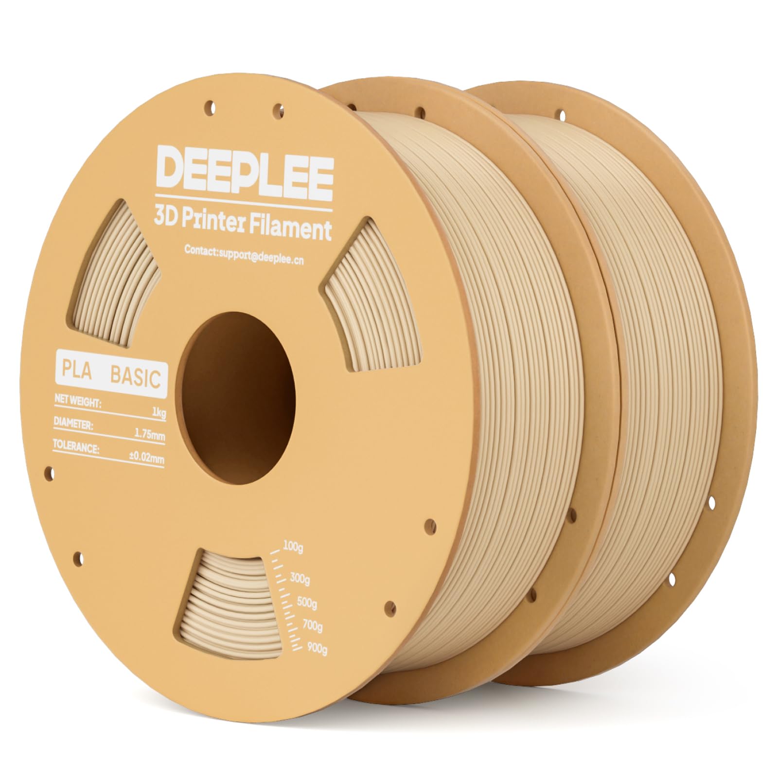 DEEPLEE PLA Basic Filamento 1.75mm, Precisione ±0.02mm, Avvolto Perfettamente Antiostruzione, per la Maggior Parte delle Stampanti FDM, Beige 2KG