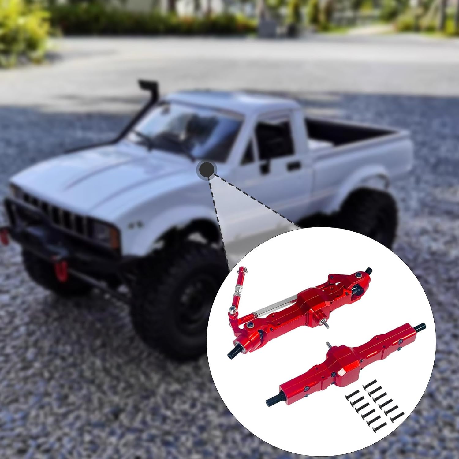 Menolana 1/16 RC Car Front and Rear Axle Set Replace Parts Accessories Sturdy Easy to Install Metal for WPL B16 B14 C14 Toy Vehicles, Red