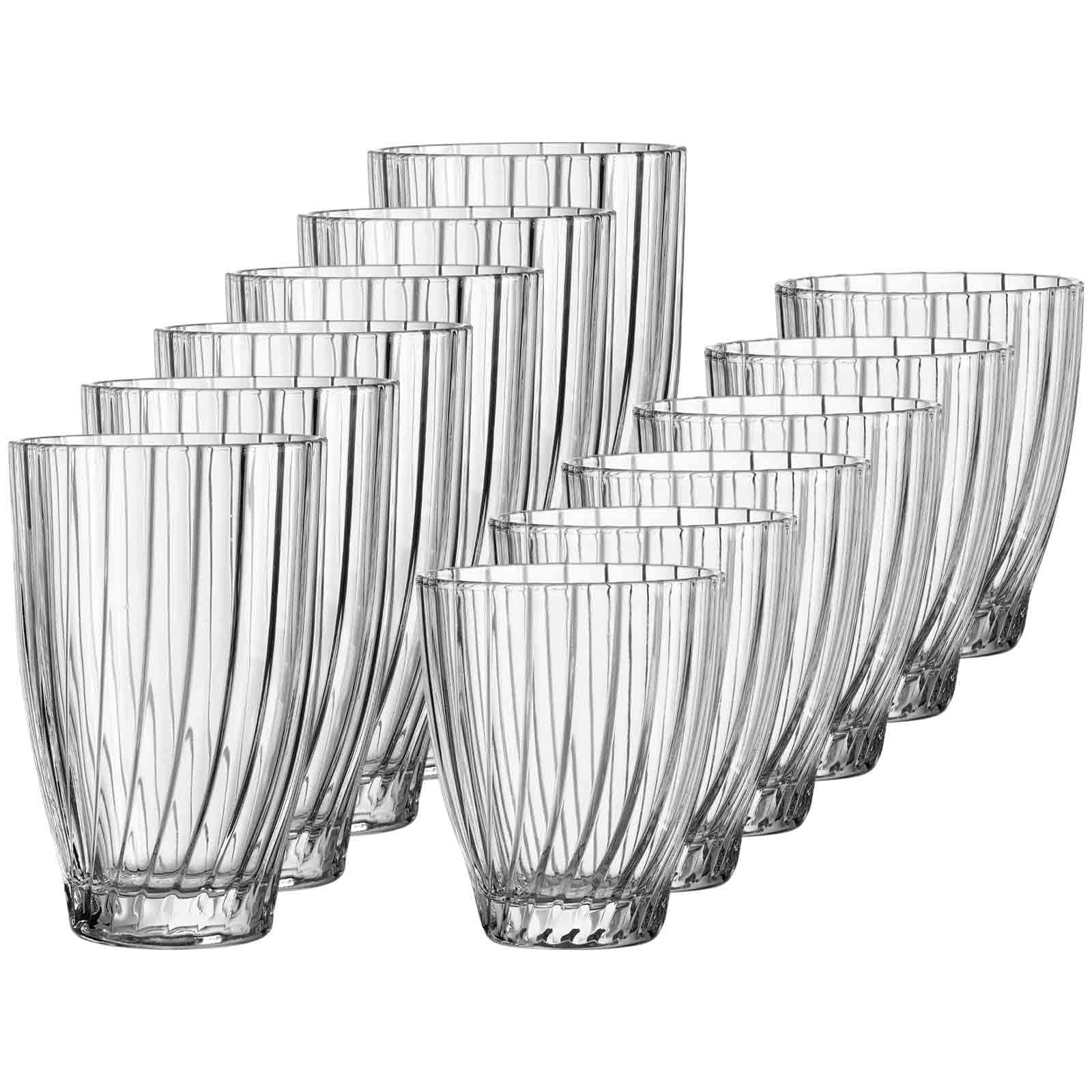 Ritzenhoff & Breker Samba Trinkgläser-Set 12-teilig | 300 ml & 350 ml | Kleine & große Wassergläser mit Außen-Facettierung | Spülmaschinenfeste Becher aus Glas | Klar