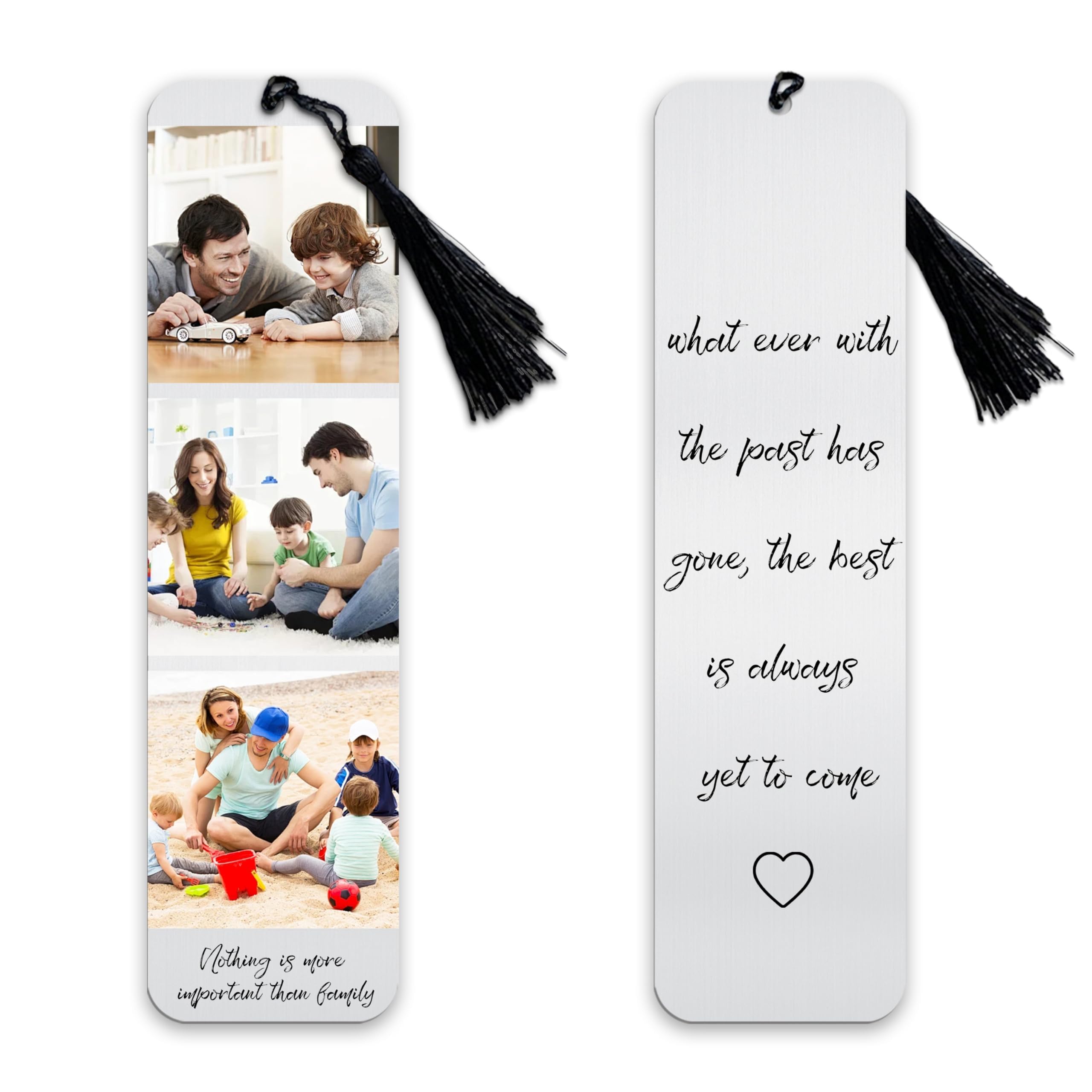 Personalised Bookmark Women Custom Photo Engraved Picture Book Markers Page Clip for Men Children Kids Readers Teachers Students Graduation Birthday Leaving Customised Gifts (Picture+Text+Picture)