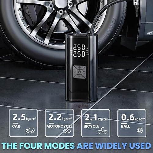 Miniatura 4 de BELOMI Inflador de neumáticos, compresor de aire portátil, bomba eléctrica de batería recargable de 150 PSI y 12 V, bomba de neumáticos inalámbrica