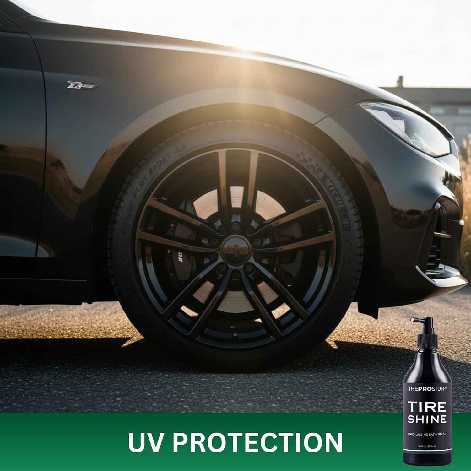 The Pro Stuff® Car Tire Shine Spray - Professional Satin Black Finish (No Greasy Wet Look) | No Sling Formula, Quick Drying Tire Dressing | Long Lasting Tire Protectant - Image 8