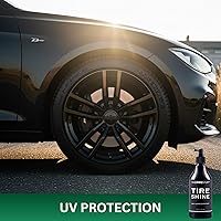 Vista 7 de Tire Shine - Apósito de neumáticos satinado para un acabado negro profundo Sin eslinga, secado rápido, sin disolventes Brillo de neumáticos