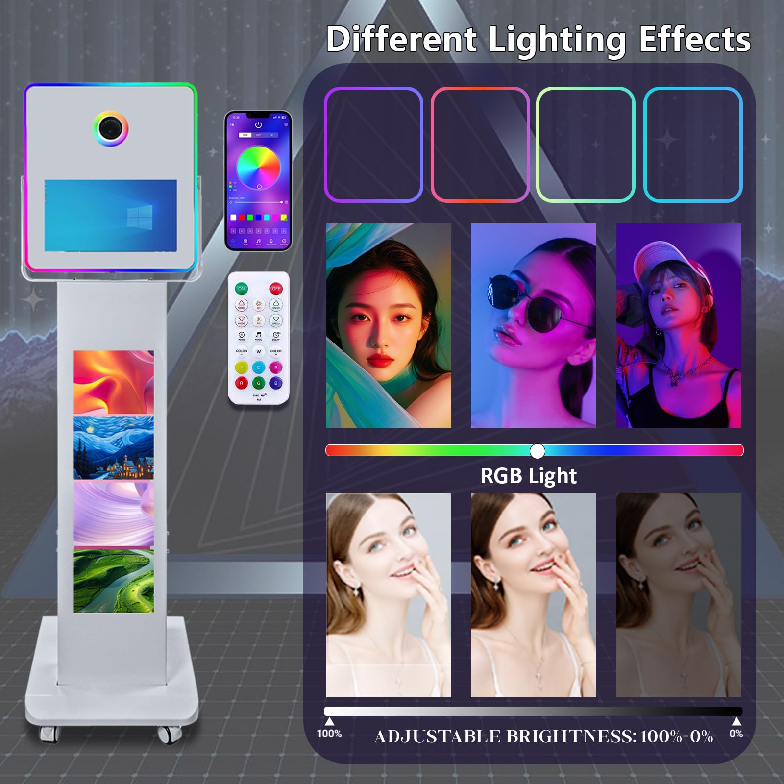Cabina fotografica portatile con schermo touch screen LCD da 15,6 e 29 pollici, per selfie, per eventi, feste di nozze, noleggio, Natale, custodia per volo (macchina + mini stampante)