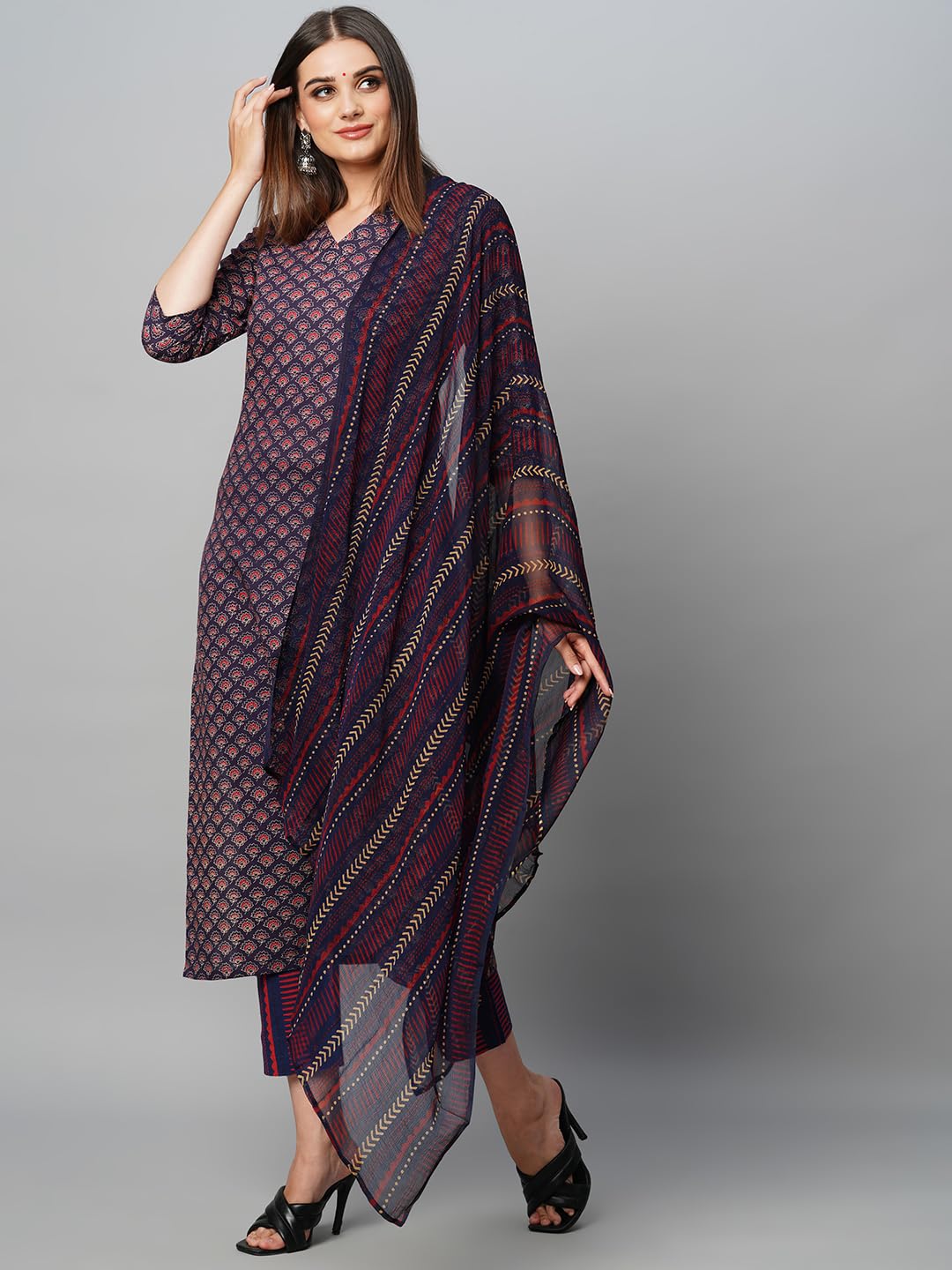 ANNI DESIGNER Kurta da donna in misto cotone dalla vestibilità dritta