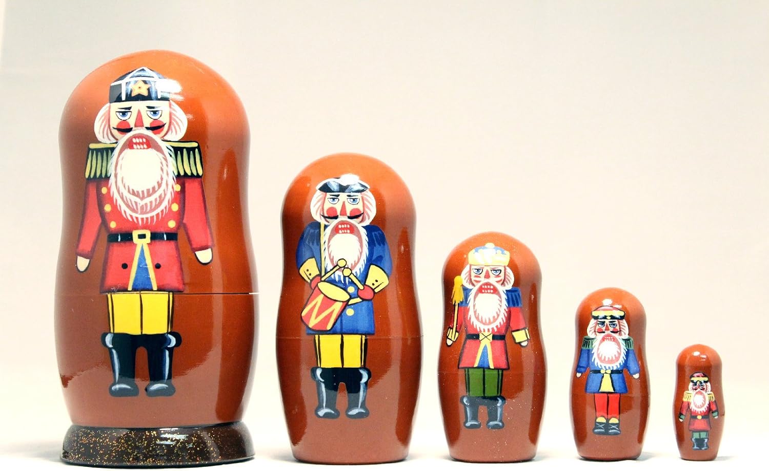 Nutcracker Soldier 5-piece Russian Wood Nesting Doll Matryoshka Stacking Dolls
