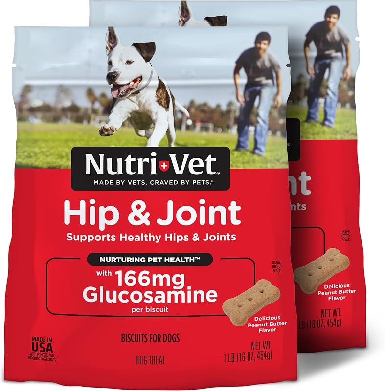 Biscoitos para Cães Nutri-Vet Hip & Joint com Glucosamina 166 mg, 2 pacotes