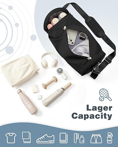 Miniatura 8 de Pequeña bolsa de gimnasio para mujer, mini bolsa de lona impermeable para mujer, bolsa de viaje pequeña con bolsillo húmedo, bolsas de fin de semana