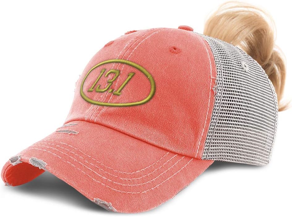 Custom Womens Ponytail Cap 13.1 Miles Half Marathon Embroidery Cotton