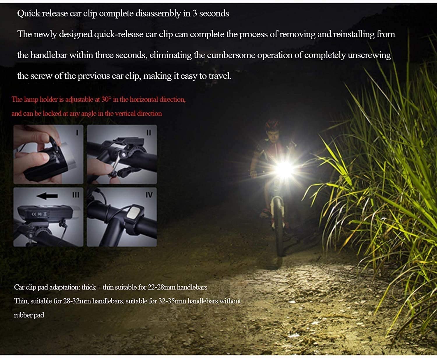 Lampi per Biciclette USB Ricaricabile, Faro Anteriore in Bicicletta, 5 modalità Luce, Impermeabile, Display Digitale a LED Bike Light per Tutte Le Biciclette