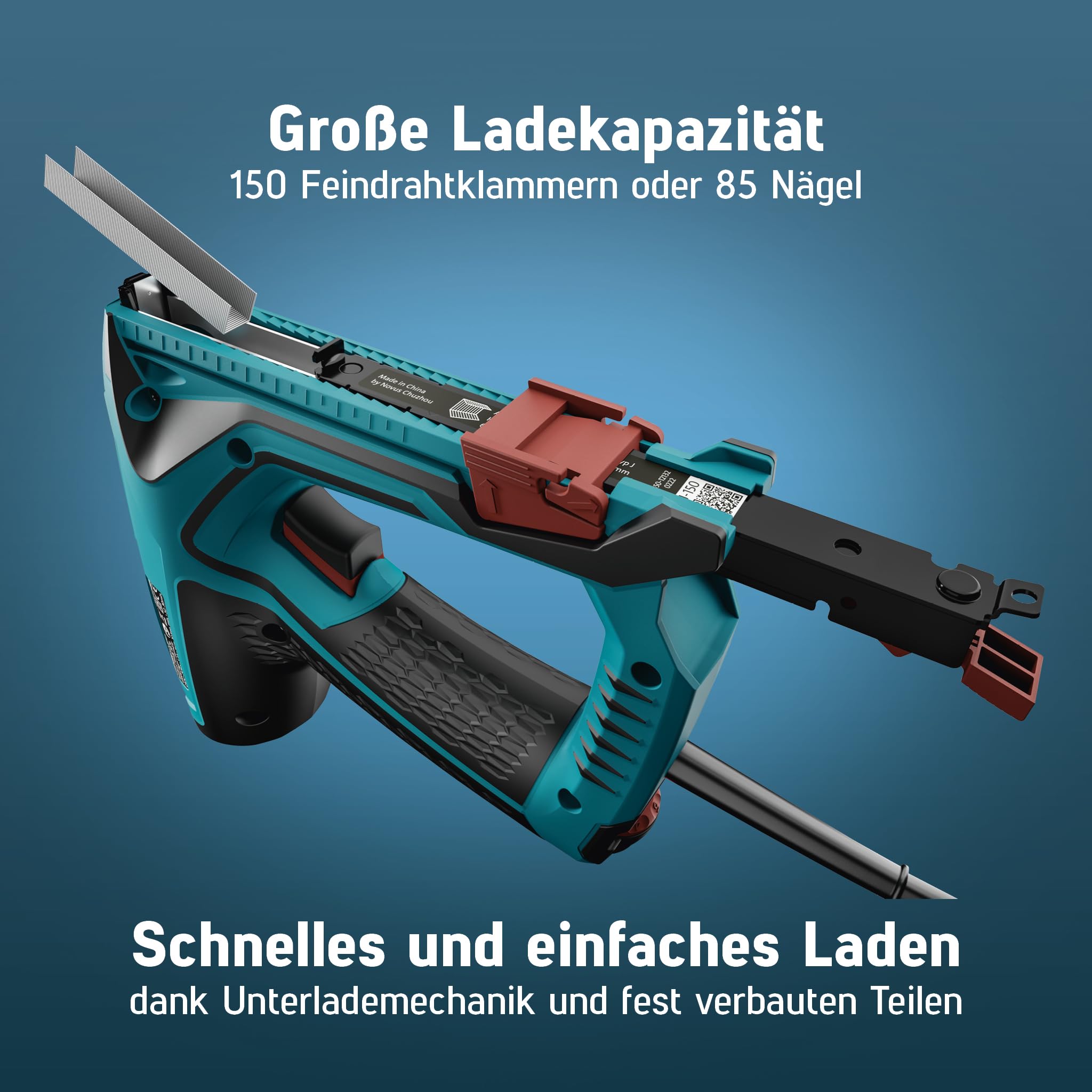 NOVUS TOOLS Elektrotacker J-150 Set mit 1800 Klammern │ Profi-Tacker und Nagelpistole mit Schlagkraftregulierung, Distanzanschlag und Unterlademechanik │ Für Feindrahtklammern 6-14 mm und Nägel 16 mm