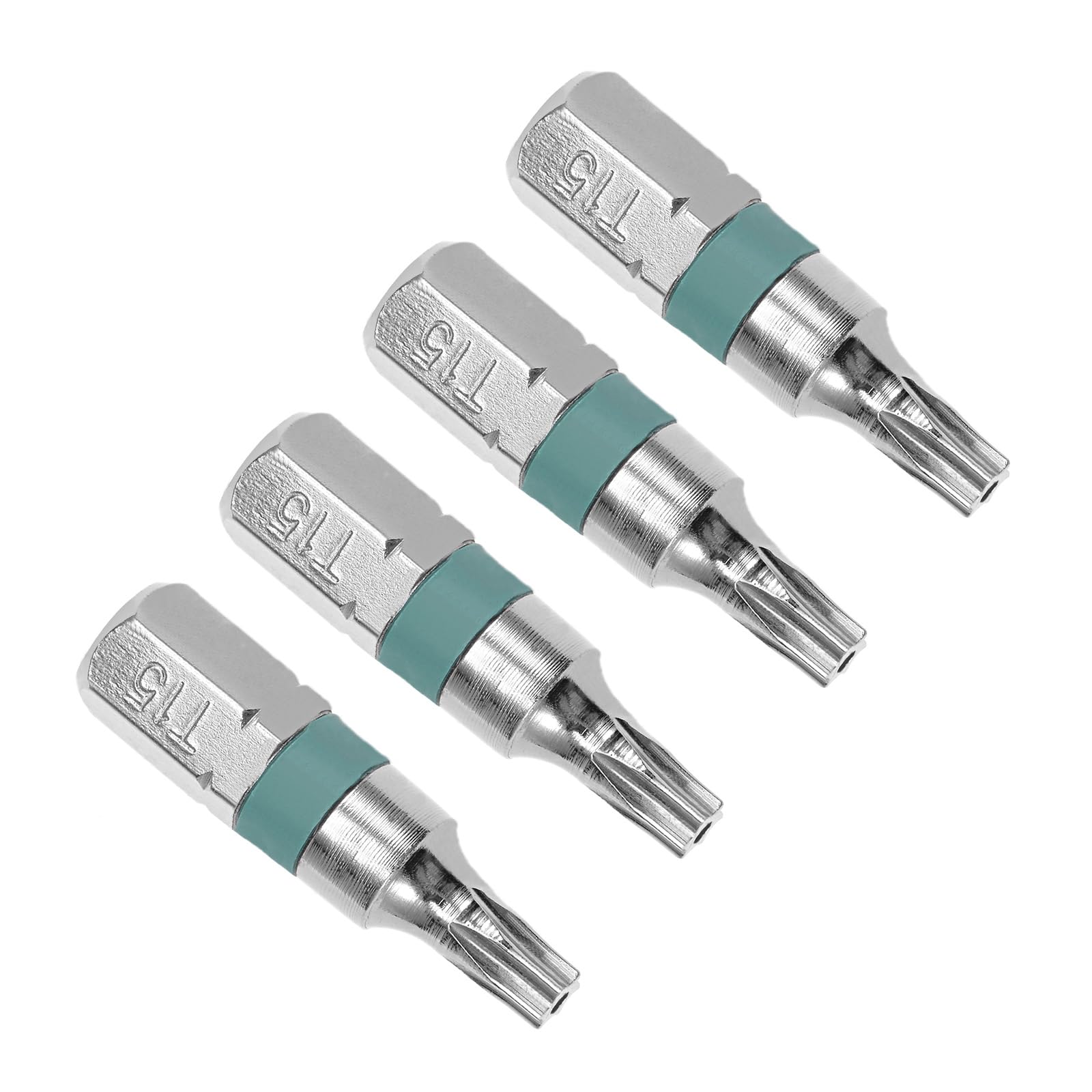 CoCud Torx Screwdriver Bits, 1/4" Hex Shank T15, Security Steel Screwdriver Bit - (Applications: for Car Maintenance), 4-Pieces