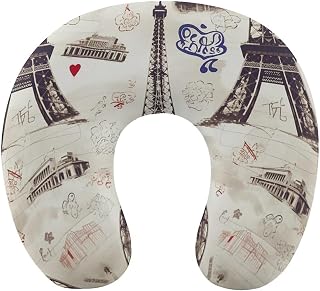 Travel Neck Pillow Neck Support Travel Pillow French Paris Tour Eiffel Tower Memory Foam Airplane Pillow for Traveling Car Pillow