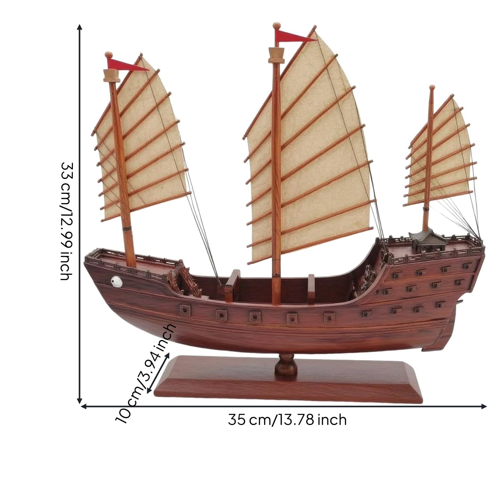 Klassisch Segelschiffmodell mit Standfuß, 35CM Model B