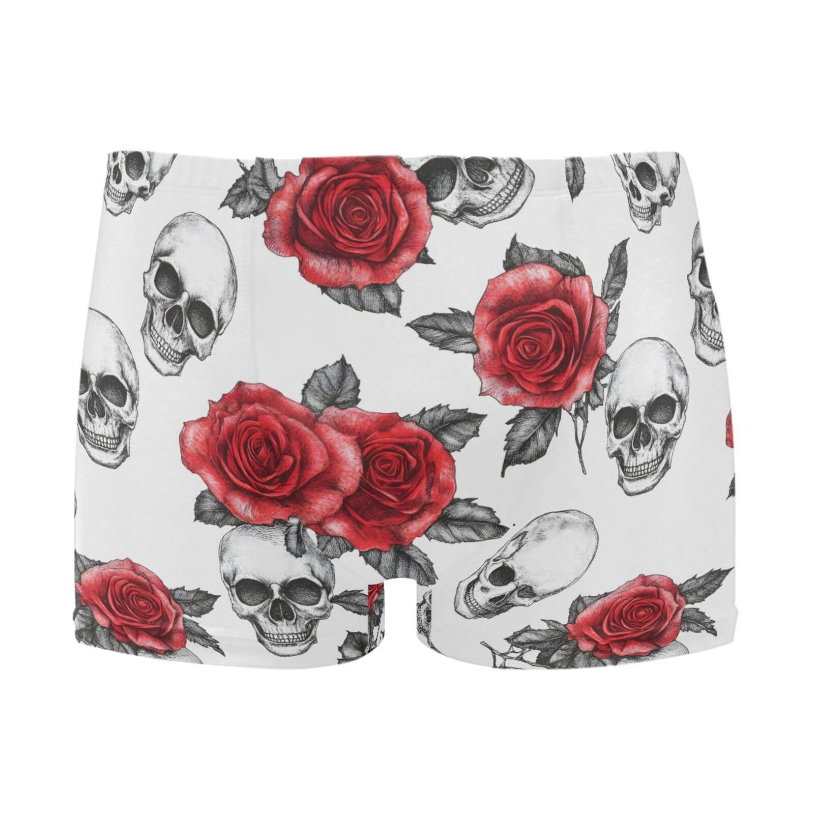 Mens Swimwear Gothic Skull Red Flower Short Swim Trunks Square Lg Swimsuit Bathing Suits for Men L 202b8486