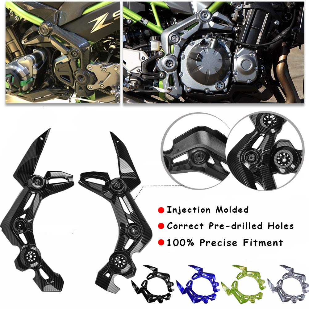 FATExpress Cubierta del Cuerpo del Marco Izquierdo y Derecho de la Motocicleta Panel de Ajuste Lateral Delantero Decoración de protección de carenado para Z900 Z-900 Z 900 2017 2018 2019 (Negro)