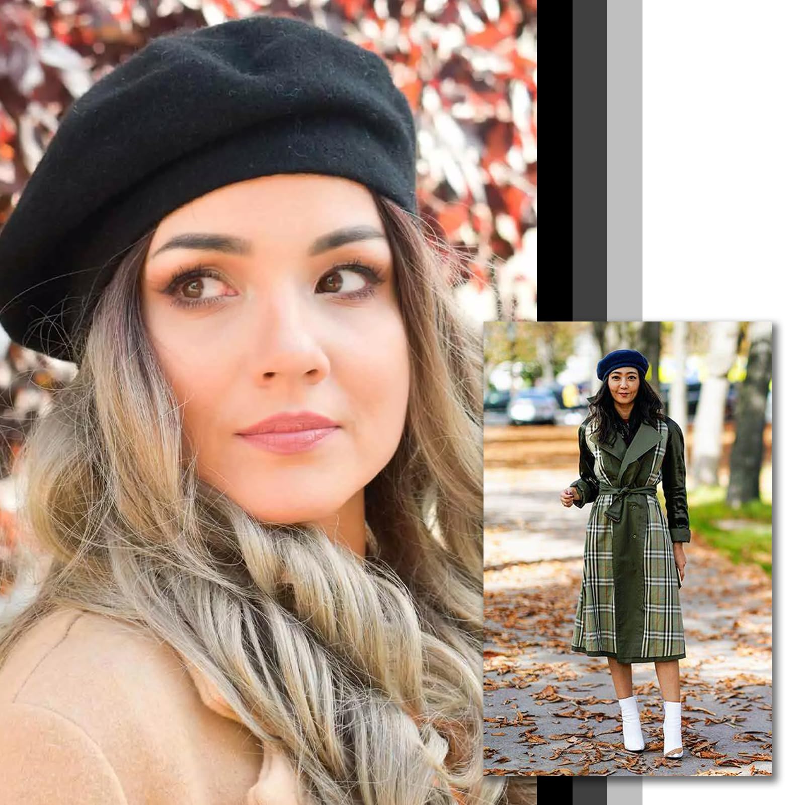 JSTHHTT 3 Piezas Boina Clásica Francesa, Beret de Lana para Mujer y Niña, Sombrero de Pintor Elegante y Vintage para Invierno