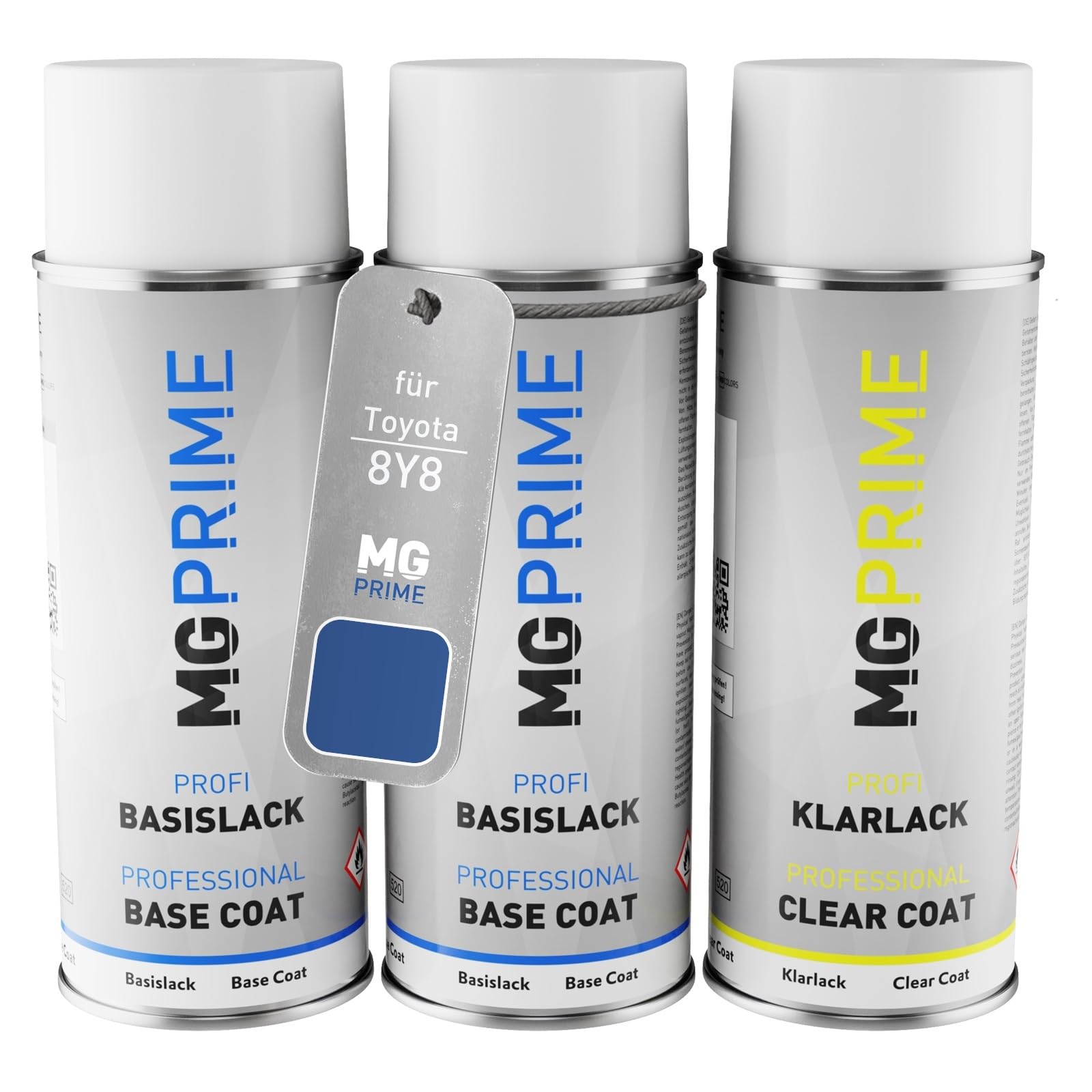 MG PRIME Vernice per auto Kit di bombolette a spruzzo per Toyota 8Y8 Juniper Blue Metallic/Bleu Genievre Metallic Vernice di fondo vernice di base vernice trasparente 400ml