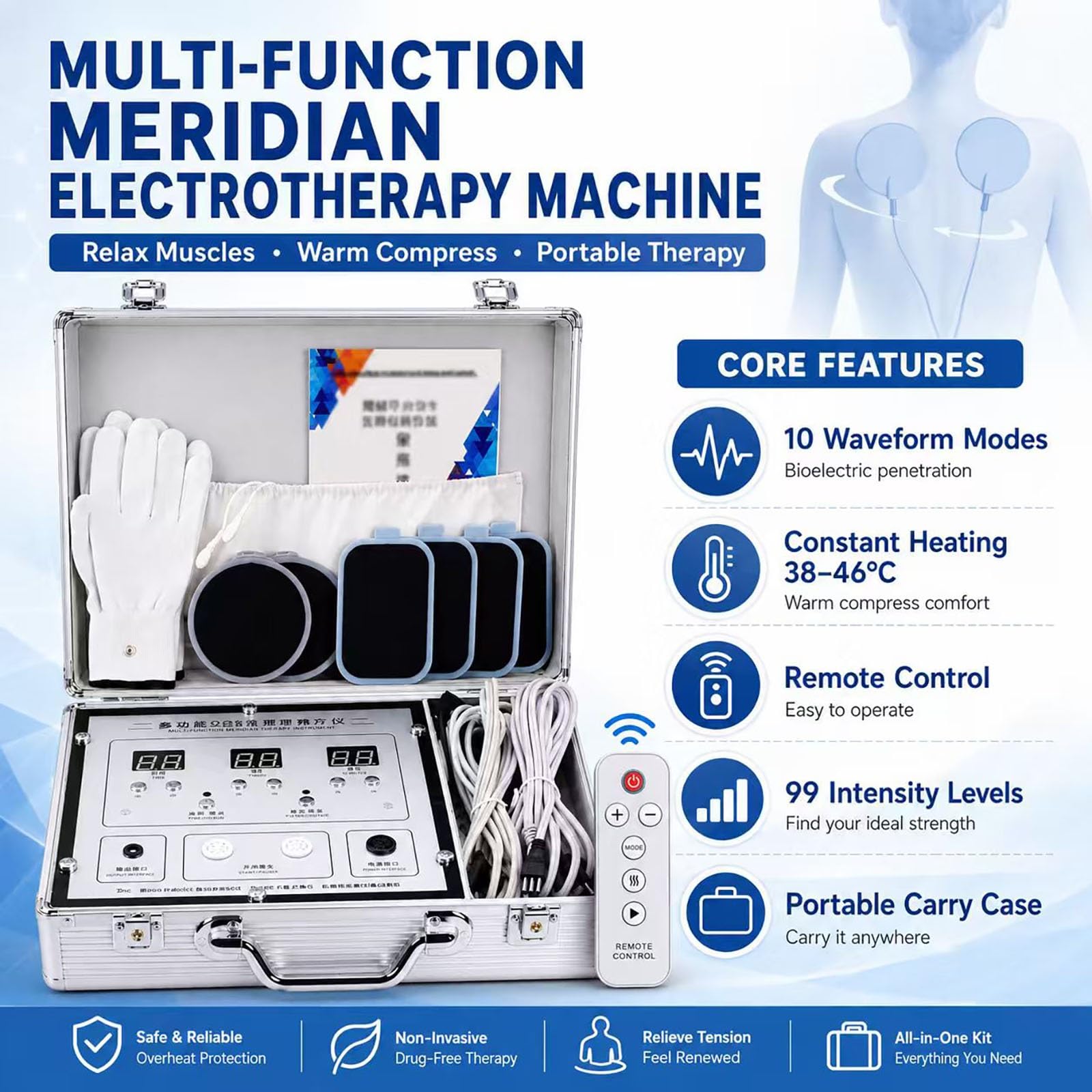 Dispositivo Di Elettroterapia Multifunzione Meridian, Massaggiatore Bioelettrico Dds Con Elettrodi Tens Eco for Il Rilassamento Corporeo, Stimolatore Muscolare for Il Sollievo