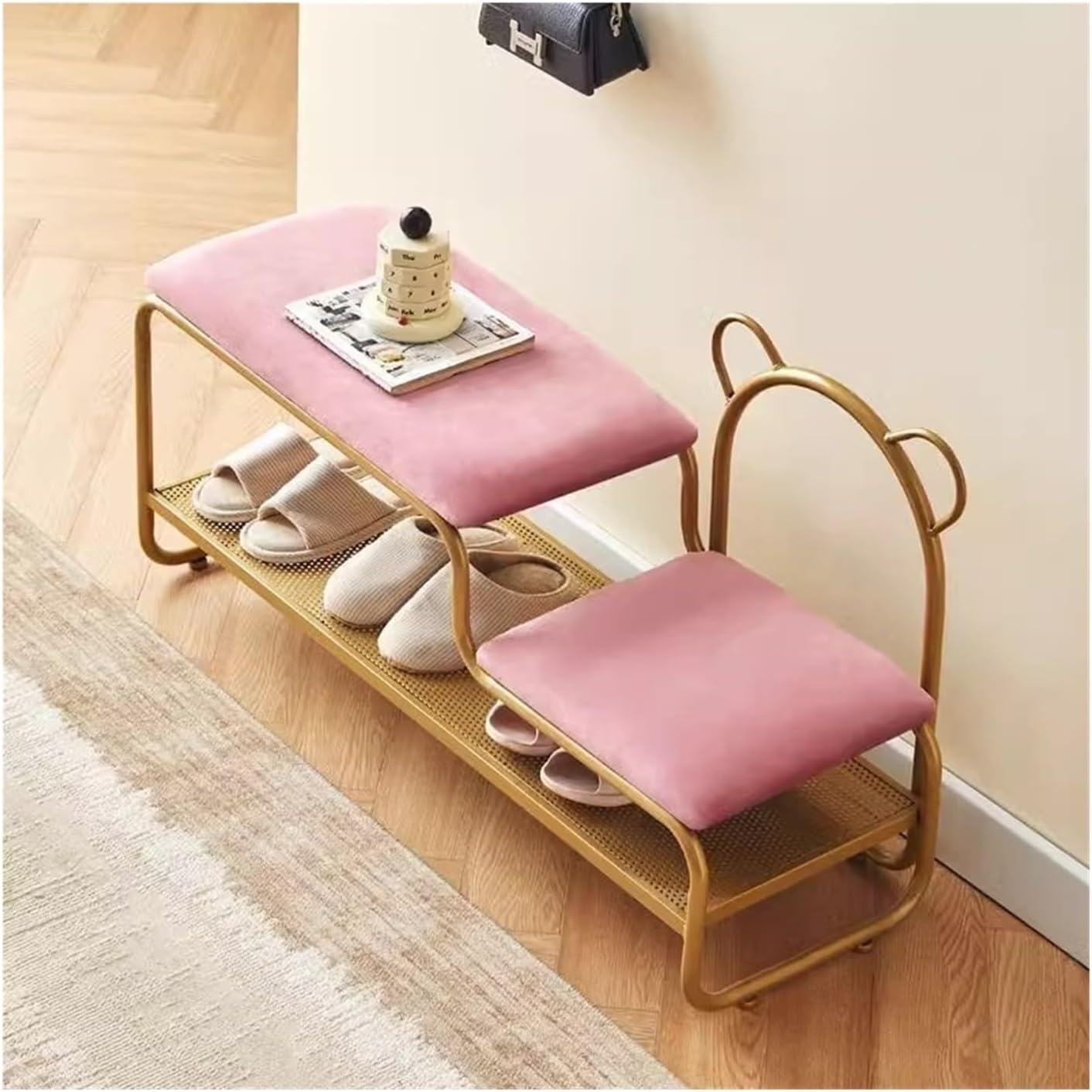 Door Simple At Home, Shoe Changing Stool and Cabinet Integrated with Entrance(OrangeA,100CM)