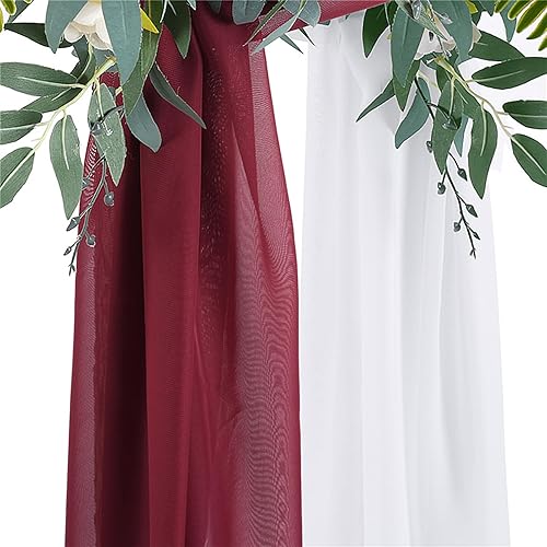Miniatura 4 de Decoración de tela de gasa, 1 panel de 2 x 18 pies, cenefas sin arrugas, tela drapeada suave para arco de boda con 2 cintas, para decoración de