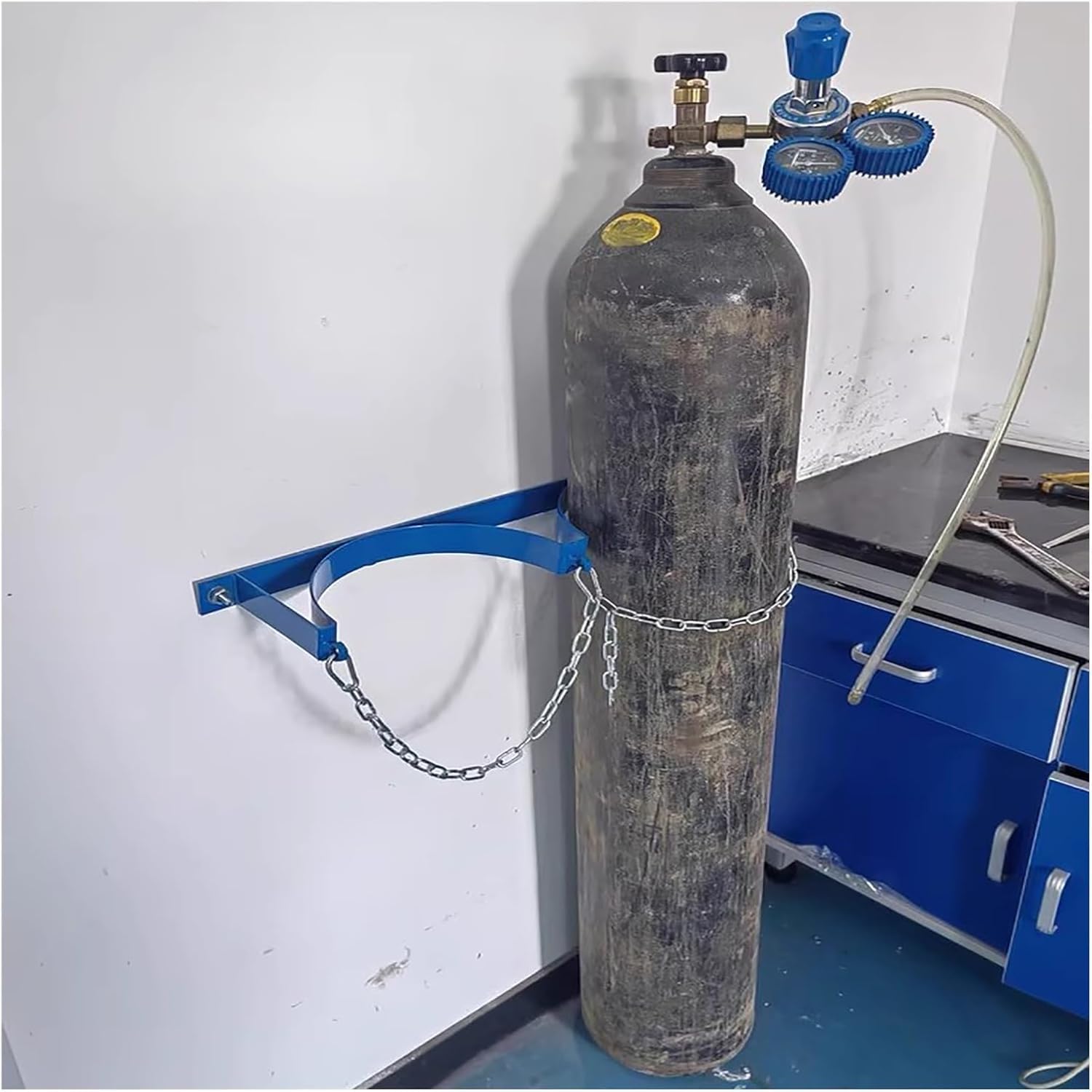 Genérico Soporte para Tanques de Cilindros (3 Unidades), Soporte de Pared para oxígeno/propano/hidrógeno, Compatible con Cilindros de hasta 25 cm, solución Duradera para Almacenamiento de Gas, Color