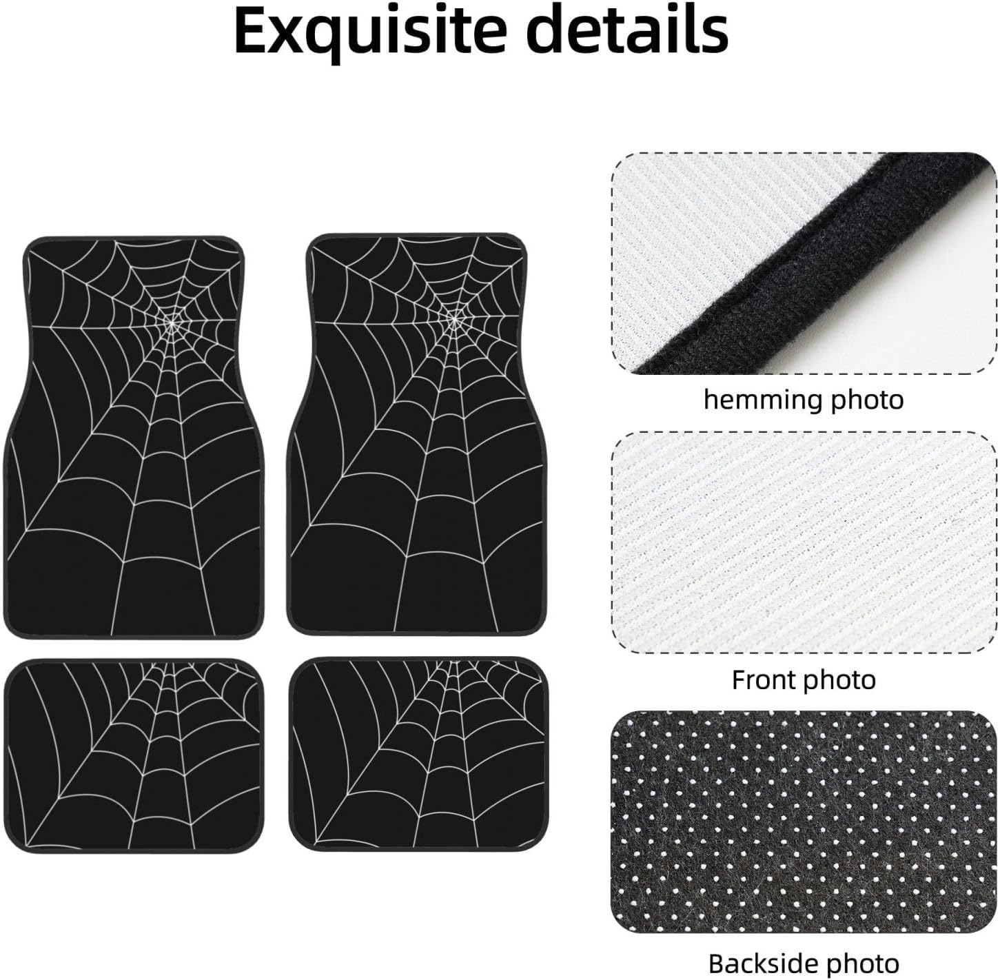 4 Pcs Waterproof Car Floor Mats - Anti-Slip Car Mats Full Set Halloween Spider Webs Universal Fit Car Carpet, Car Accessories Interior for Car, Truck, SUV