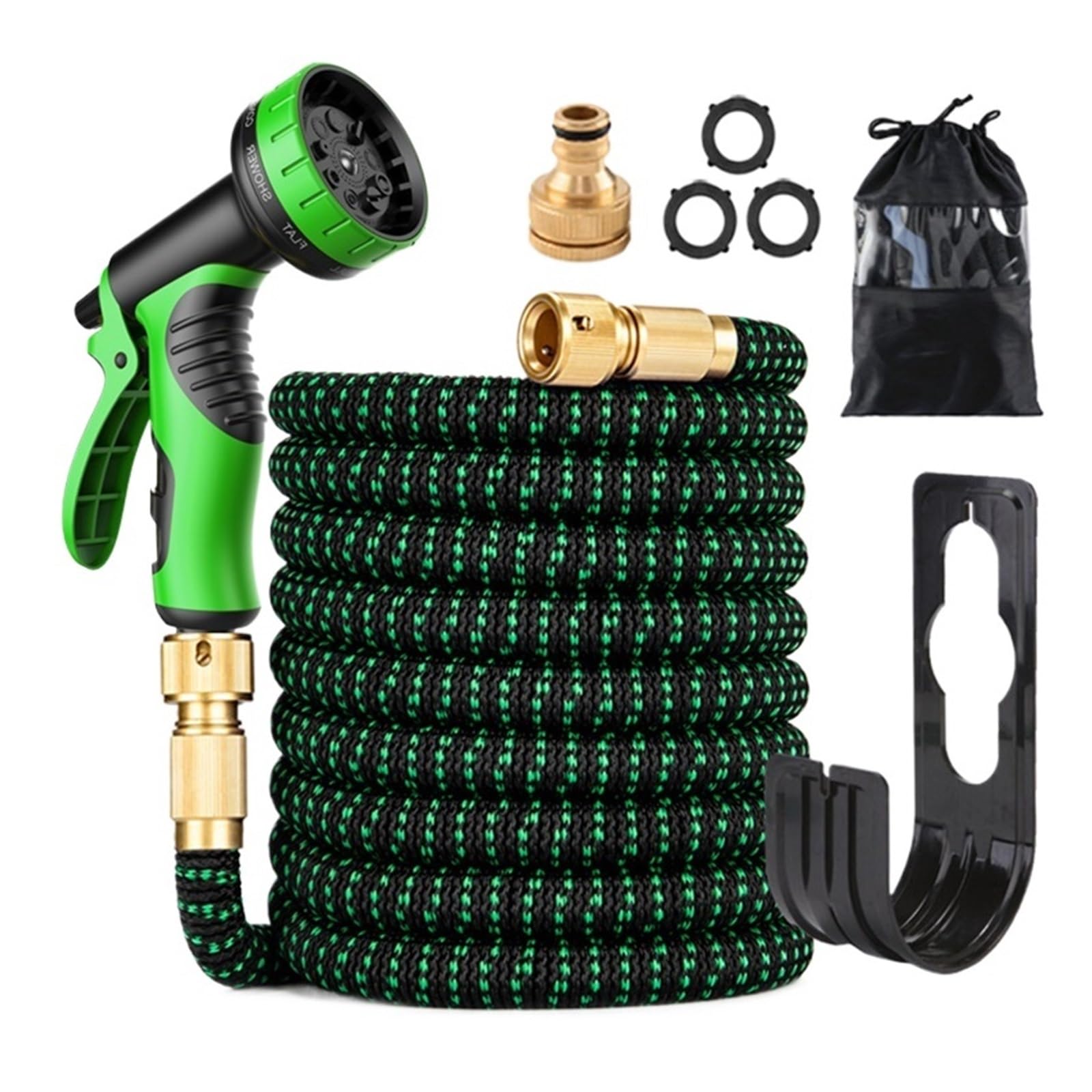 Tubo da giardino, tubo da giardino espandibile da 7,5 m, tubo dell'acqua da giardino ad alta pressione, connettore in metallo espandibile, bobina per irrigazione agricola (dimensioni: 7,5 m)