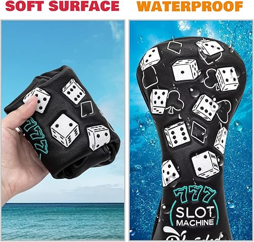 Miniatura 6 de Fundas para palos de golf Lucky 777 Blade Putter Headcover Golf Driver Covers Fairway Wood Headcover Hybrid Head Cover Blade Putter Cover Leather 3