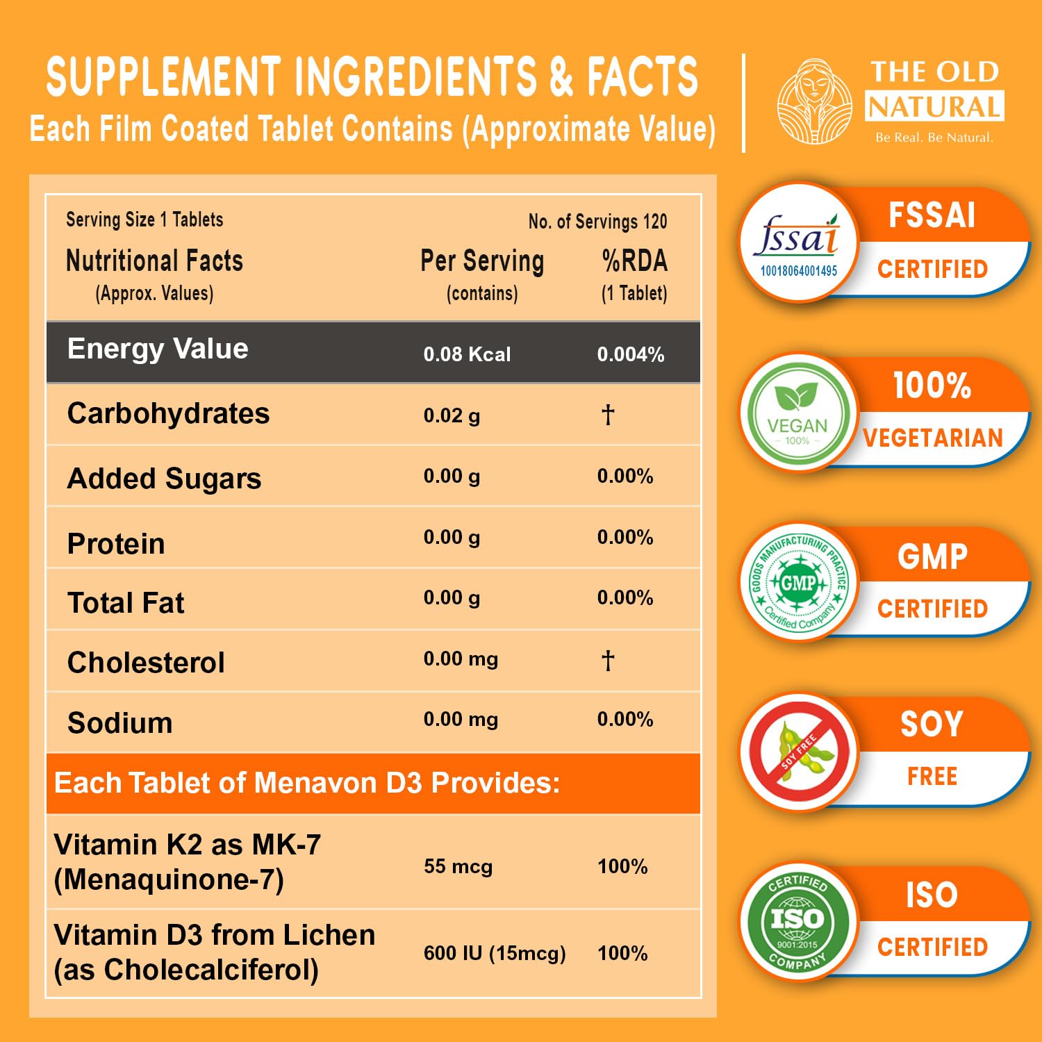 The Old Natural Nuvit-D3, Vitamin D3 K2 MK7 Tablets, Vitamin D3 (Lichen) + K2 for Bone Strength & Calcium Absorption, Heart & Immunity Support, High Absorption Formula (120 Tablets) — Amazon image 8
