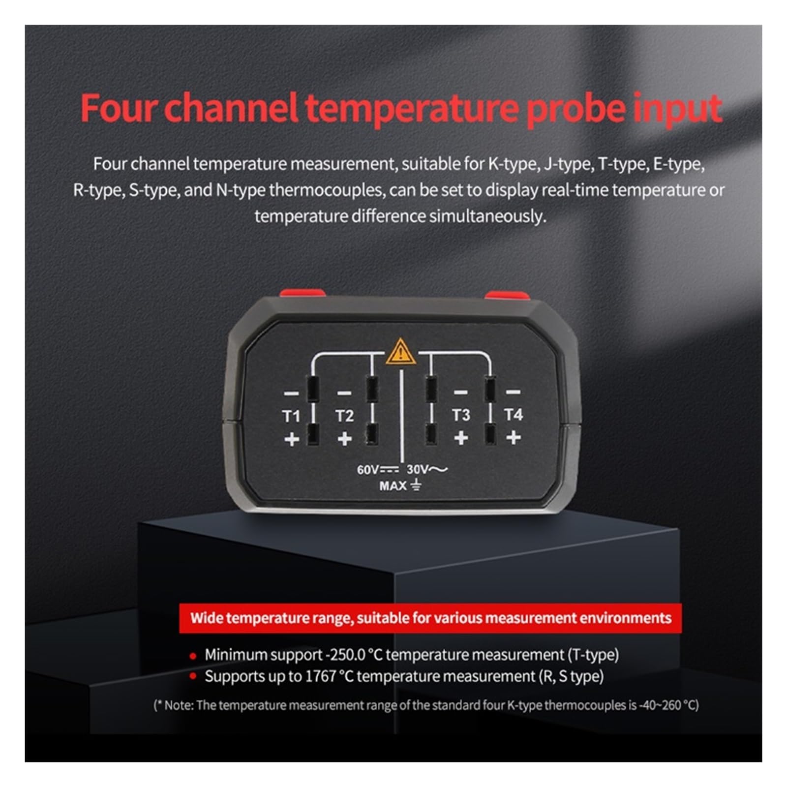 4-Kanal-Digitalthermometer, UT325F Thermoelement-Temperaturmessgerät vom Typ J/T/E/R/S/N/K, hochpräzises Bluetooth,Präzisionsinstrument