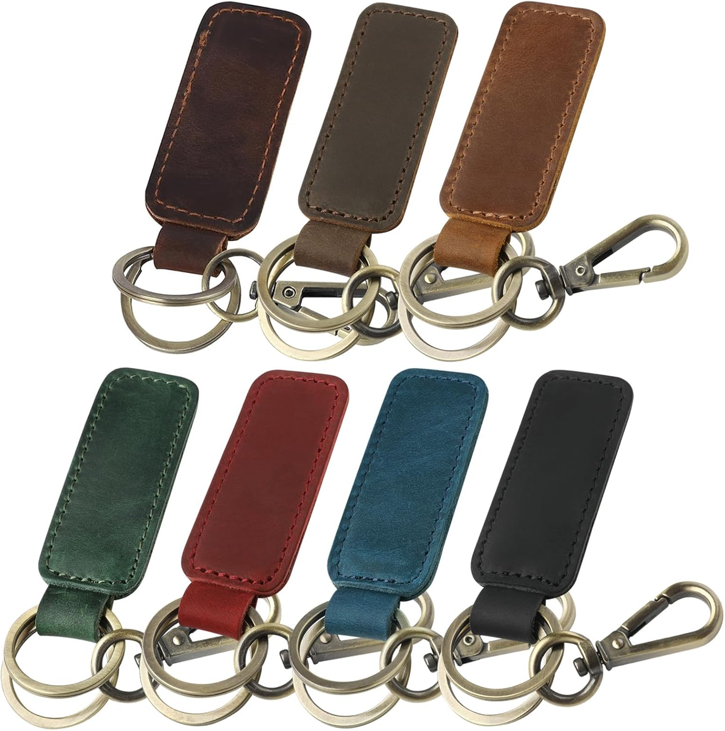 Jack&Chris Genuine Leather Car Keychain, Universal Key Fob Keychain, Leather Key Chain Holder for Men and Women, JC306