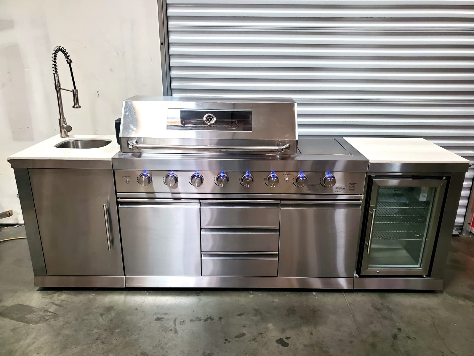 Buy 3 Piece Stainless Steel Outdoor Island BBQ Kitchen Grill with 6