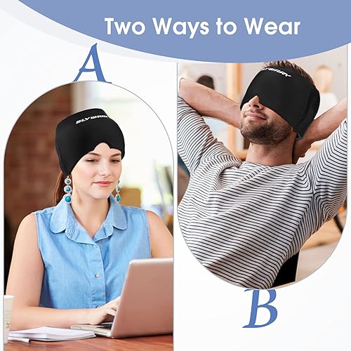 Miniatura 6 de Headache Hat for Migraine Relief Hot and Cold Therapy Migraine Ice Head Wrap Comfortable and Stretchable Headache Relief Cap for Puffy Eyes Tension