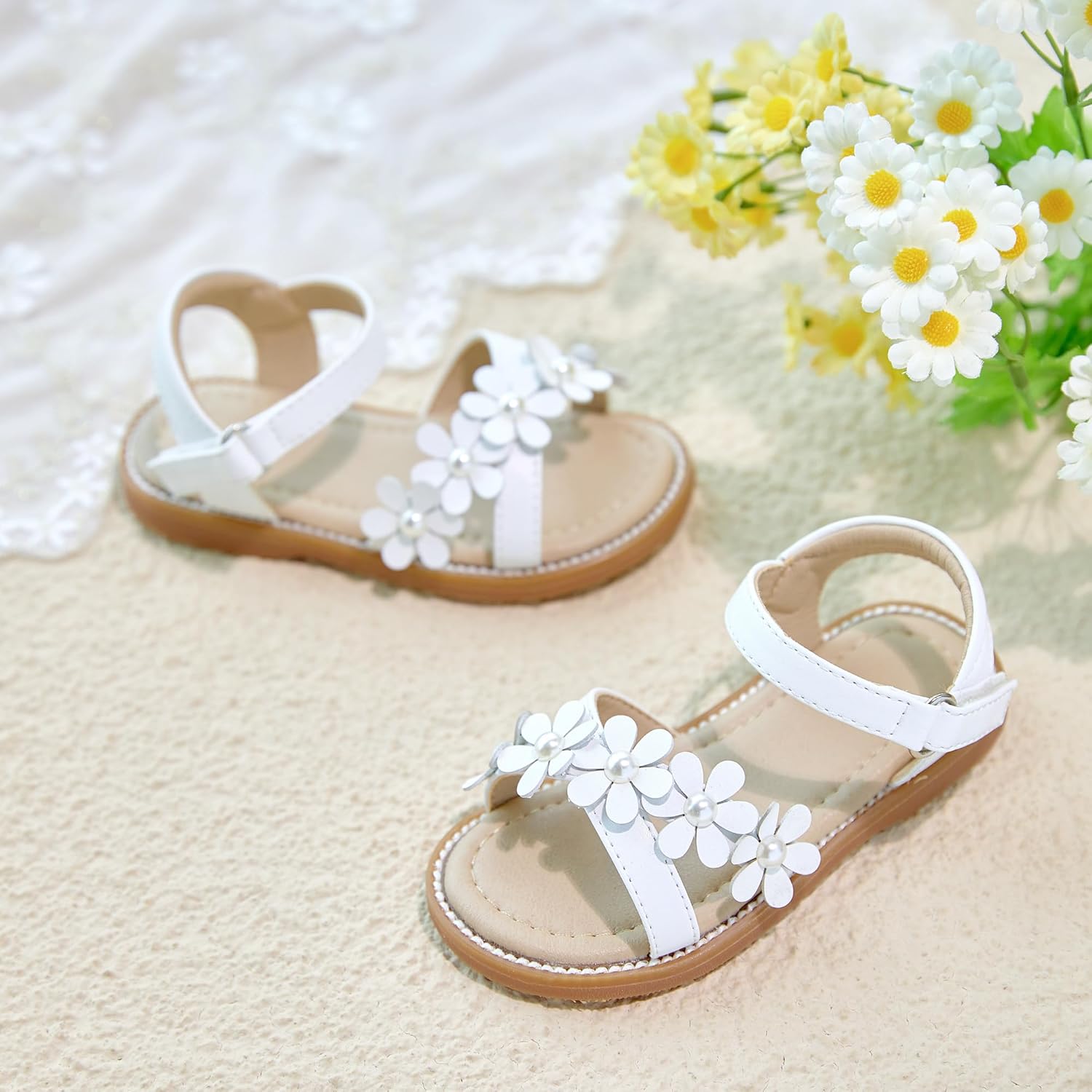 Otter MOMO Girls Open Toe Princess Flat Sandals with Comfort Sole Summer Sandals - Image 3