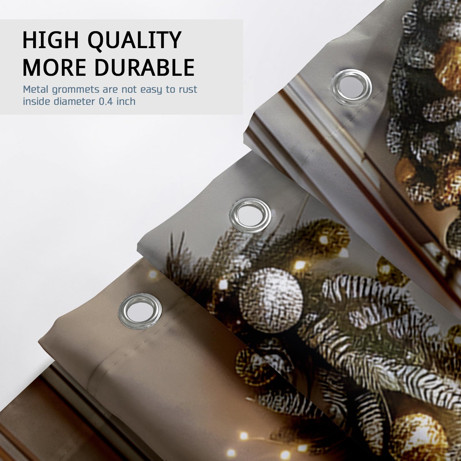 ECOTOB Duschvorhang-Set 'Weihnachtskamin' – Winterlich, Wasserdicht, 183 X 152 Cm, Mit Haken